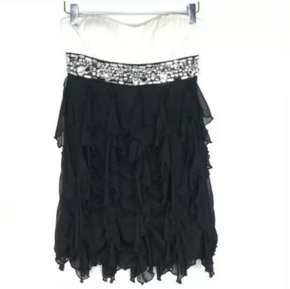 Speechless Strapless Jeweled Formal Dress White/Black Size S - Picture 4 of 6